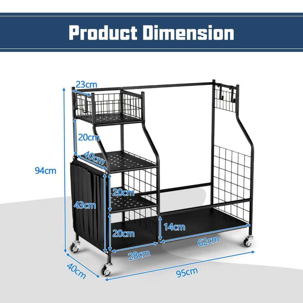 NNECW Golf Bag Storage Rack with Lockable Universal Wheels for Golfing Equipment