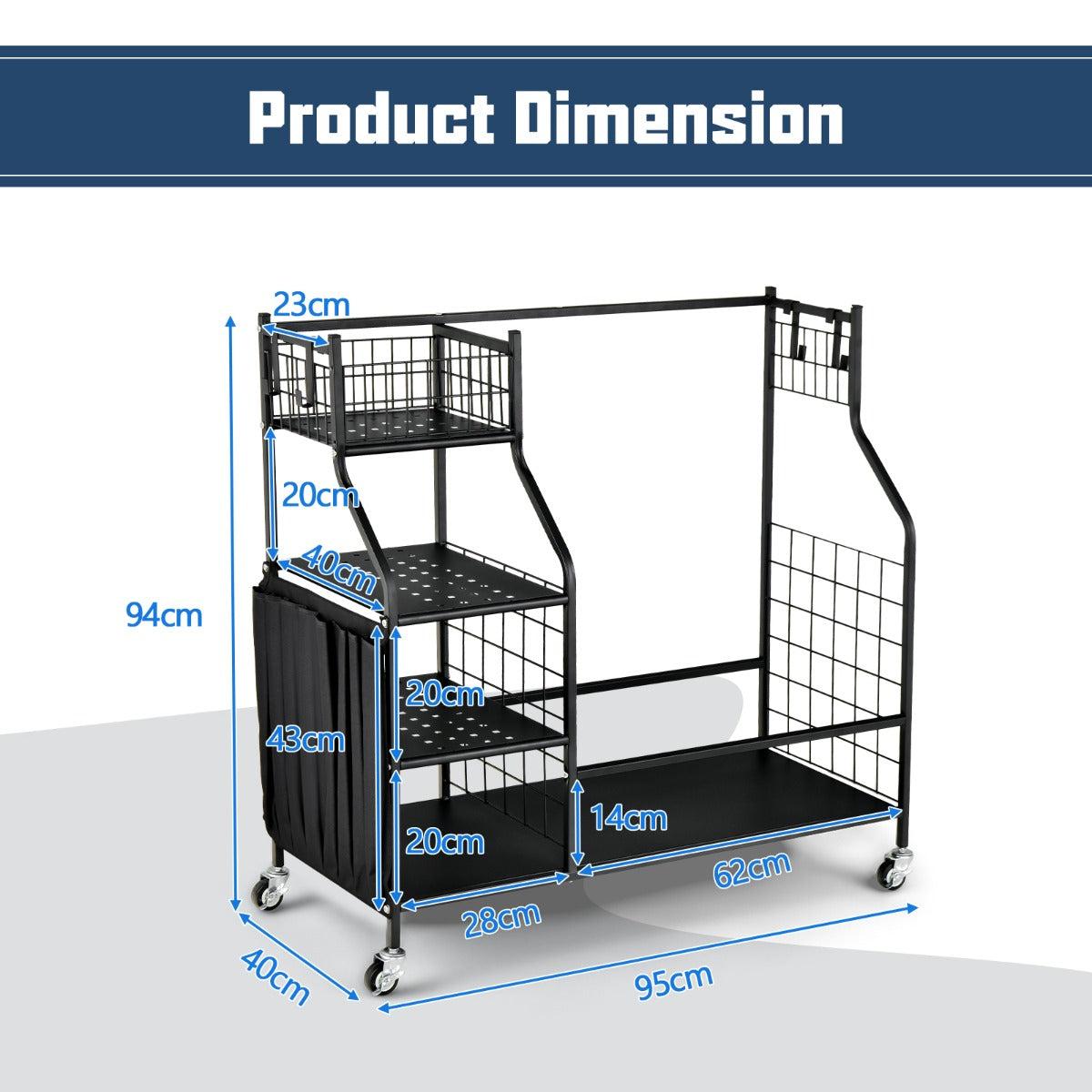 NNECW Golf Bag Storage Rack with Lockable Universal Wheels for Golfing Equipment